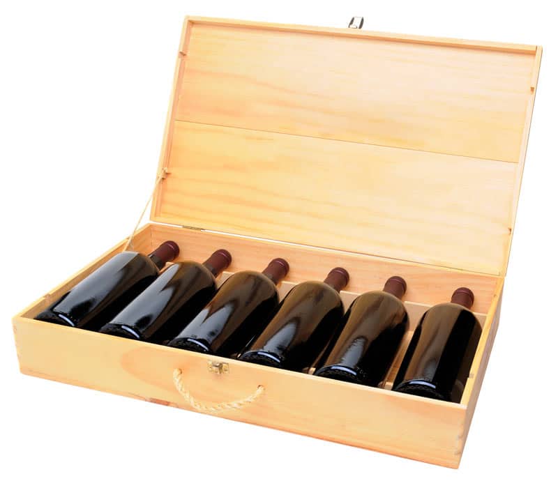 Caja de madera para botellas de vino